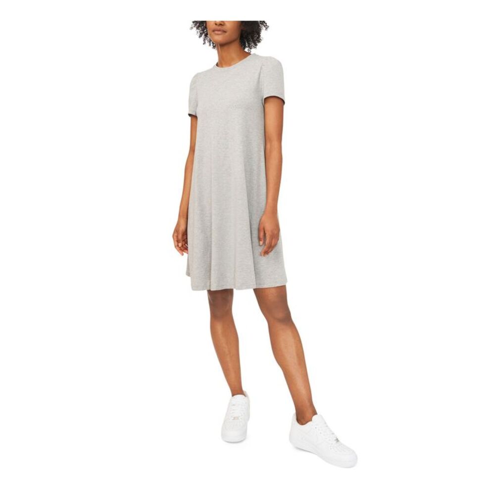 RILEY&RAE Womens Gray Stretch Heather Crew Neck Above The Knee Shift Dress XS